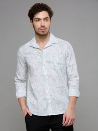 Men's Green Printed Slim Fit Shirts
