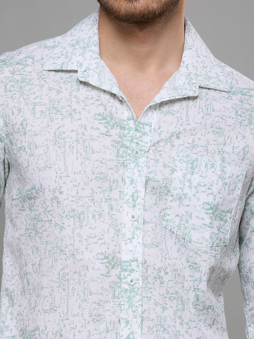 Men's Green Printed Slim Fit Shirts