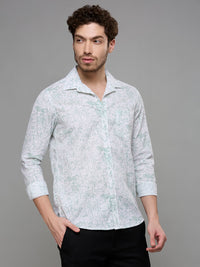 Men's Green Printed Slim Fit Shirts