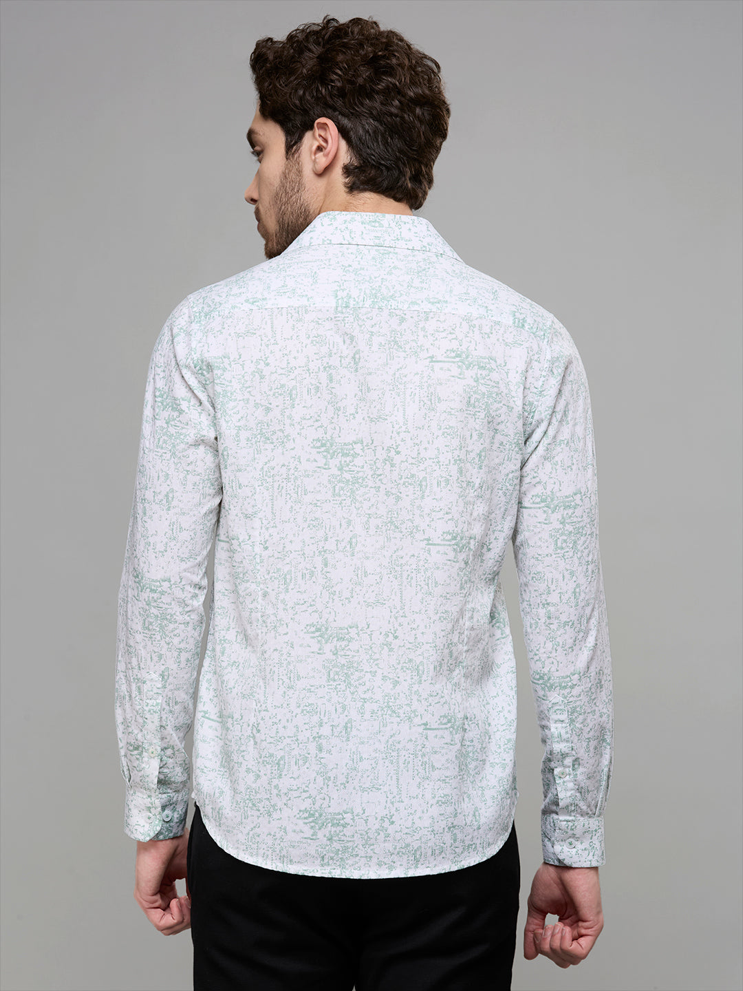 Men's Green Printed Slim Fit Shirts