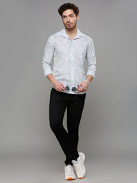 Men's Green Printed Slim Fit Shirts