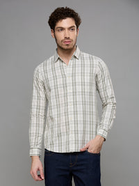 Men's Olive Checks Slim Fit Shirts