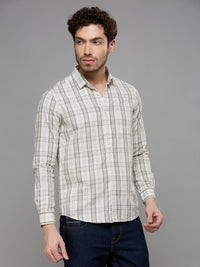 Men's Olive Checks Slim Fit Shirts