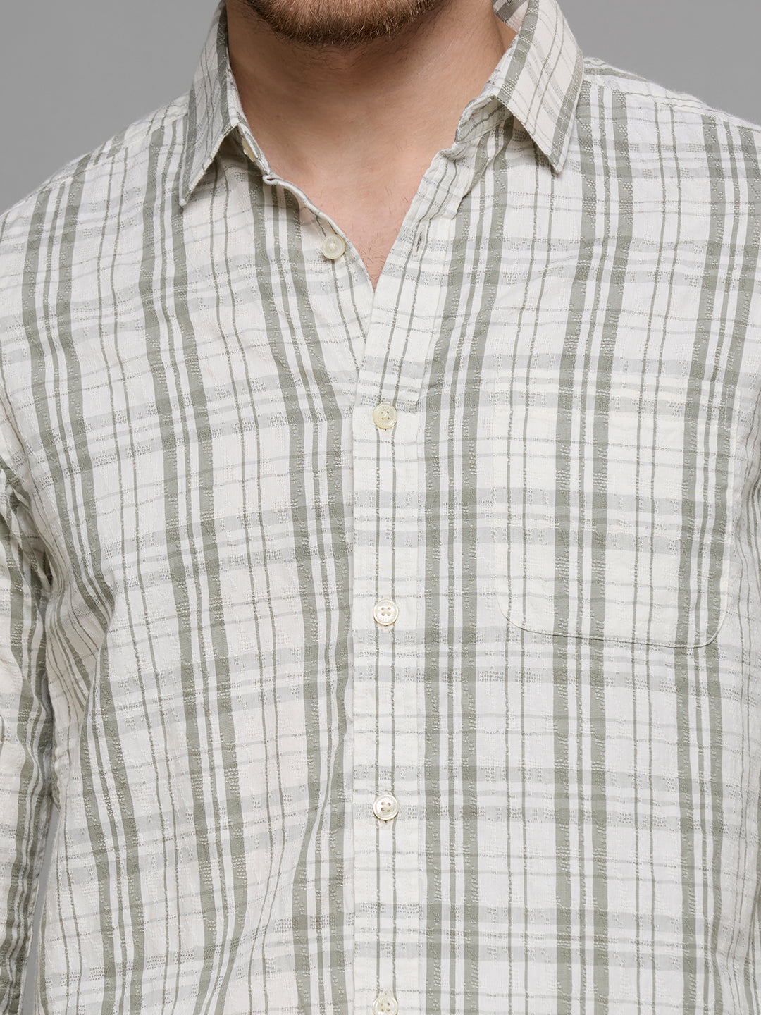 Men's Olive Checks Slim Fit Shirts