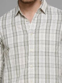 Men's Olive Checks Slim Fit Shirts