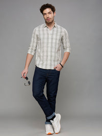 Men's Olive Checks Slim Fit Shirts