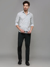 Men's Light Green Printed Slim Fit Shirts