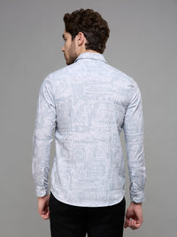 Men's Grey Printed Slim Fit Shirts
