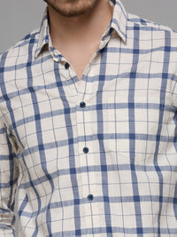 Men's Off White Checks Slim Fit Shirts