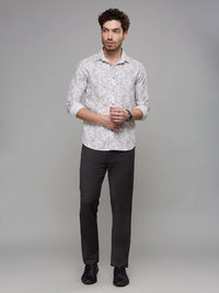 Men's White Printed Slim Fit Shirts