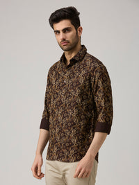 Men's Brown Printed Slim Fit Shirts