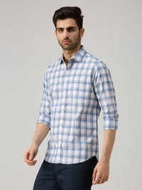 Men's Blue Checks Slim Fit Shirts