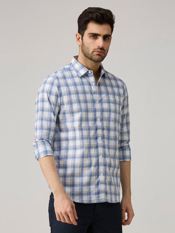 Men's Blue Checks Slim Fit Shirts