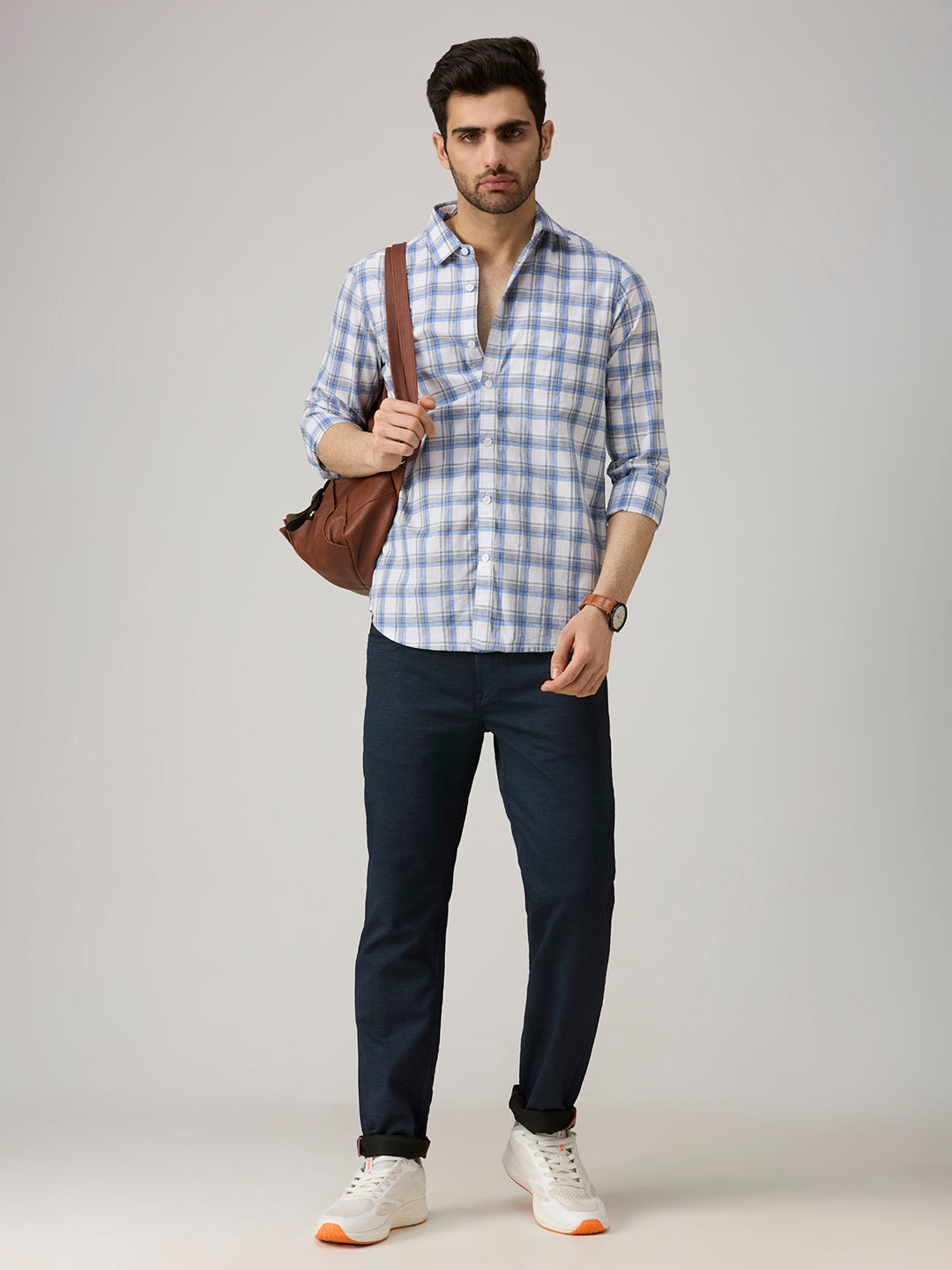 Men's Blue Checks Slim Fit Shirts