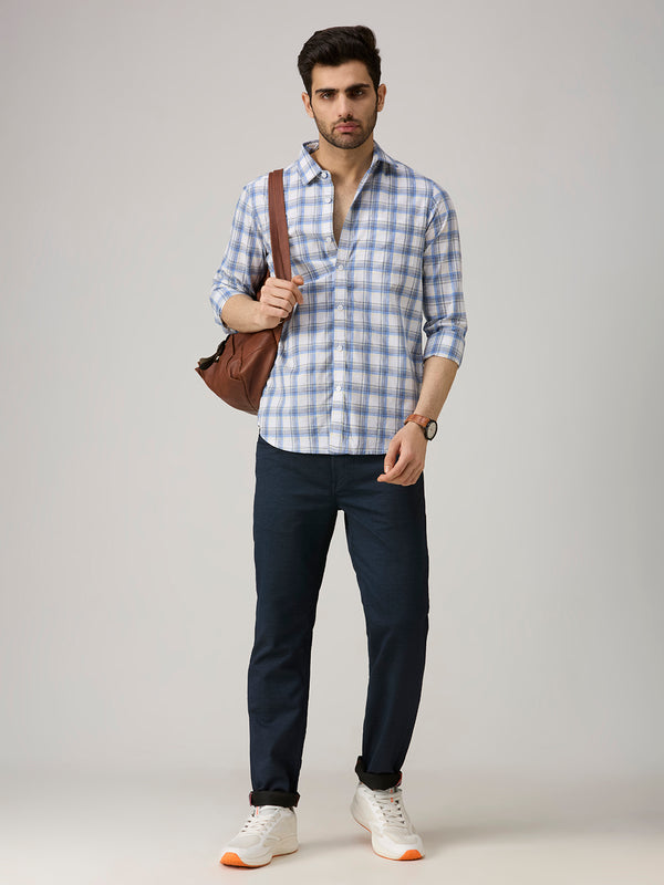 Men's Blue Checks Slim Fit Shirts