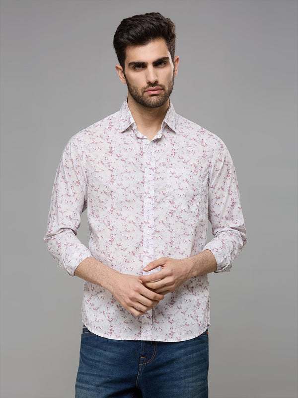 Men's Purple Printed Slim Fit Shirts