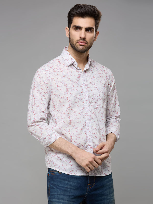 Men's Purple Printed Slim Fit Shirts