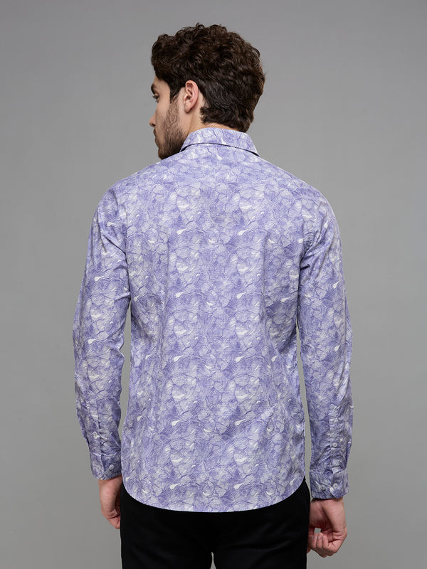 Men's Purple Printed Slim Fit Shirts
