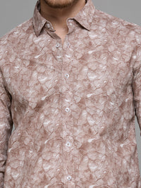 Men's Brown Printed Slim Fit Shirts