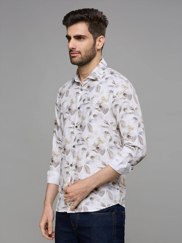 Men's Brown Printed Slim Fit Shirts