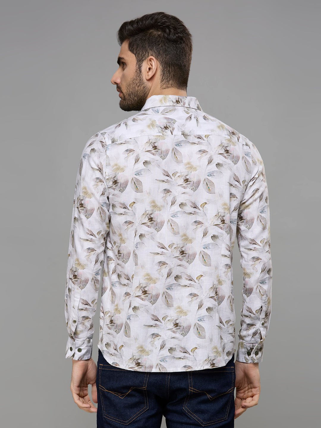 Men's Brown Printed Slim Fit Shirts