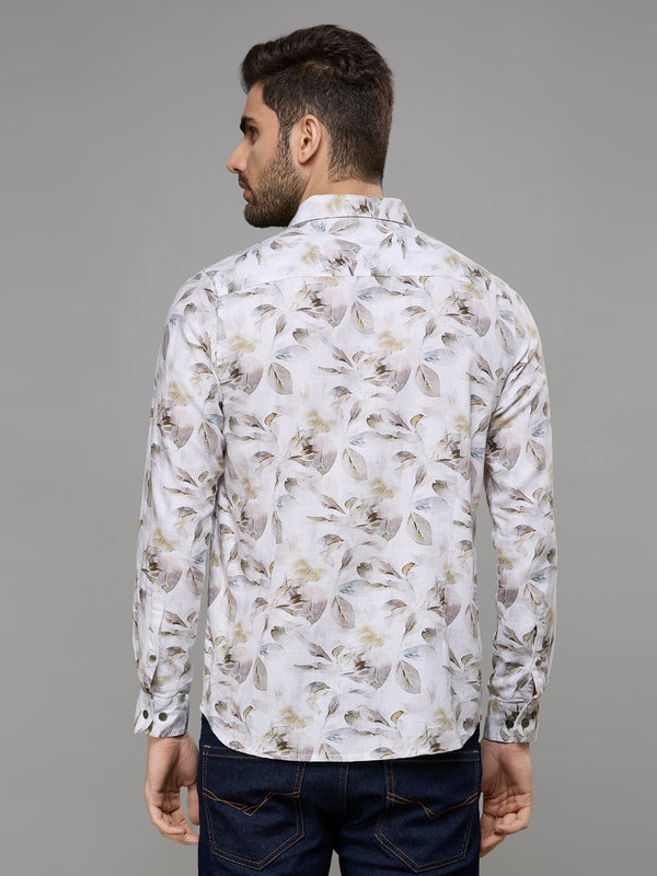 Men's Brown Printed Slim Fit Shirts
