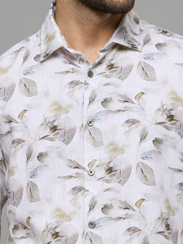 Men's Brown Printed Slim Fit Shirts