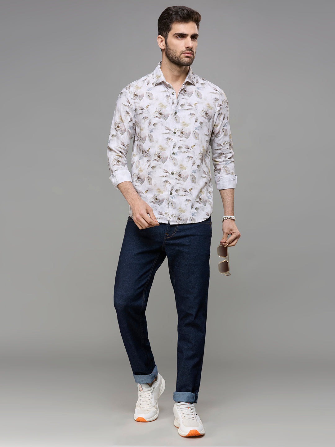 Men's Brown Printed Slim Fit Shirts