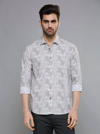 Men's Green Printed Slim Fit Shirts