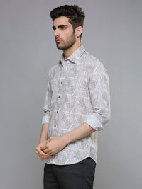Men's Green Printed Slim Fit Shirts