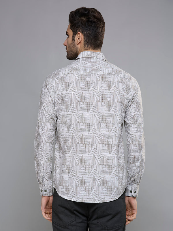 Men's Green Printed Slim Fit Shirts