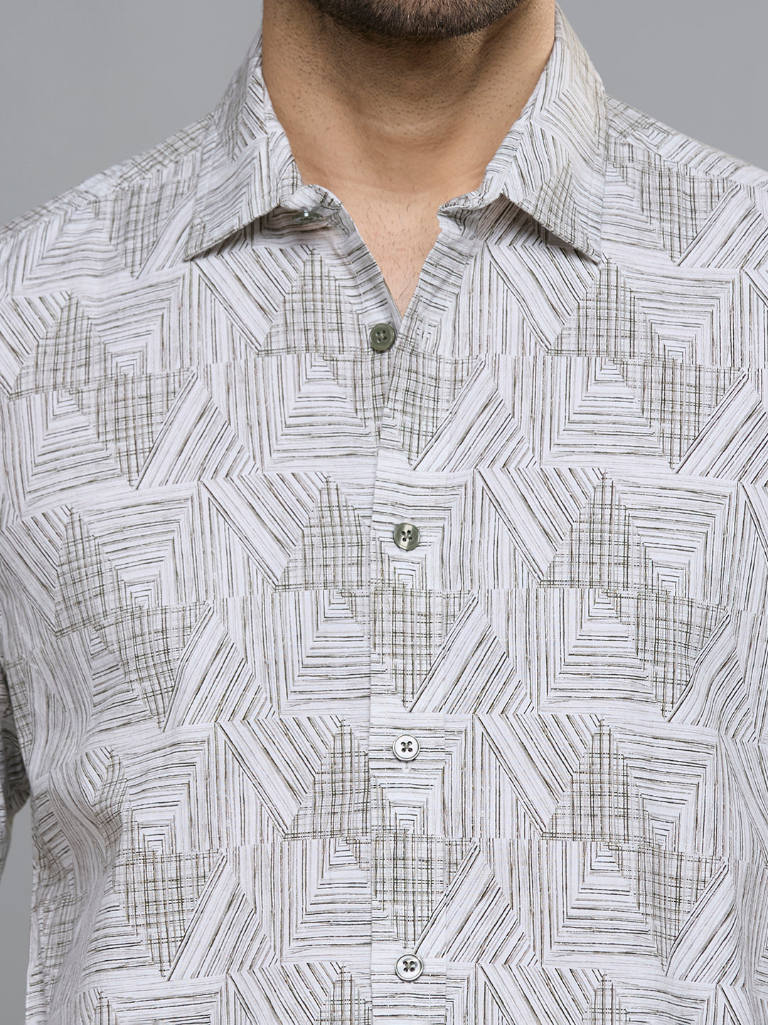 Men's Green Printed Slim Fit Shirts