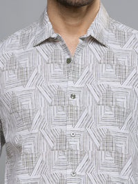 Men's Green Printed Slim Fit Shirts