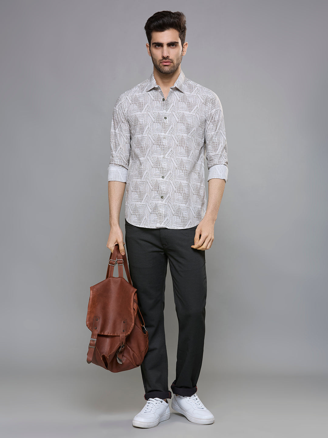 Men's Green Printed Slim Fit Shirts