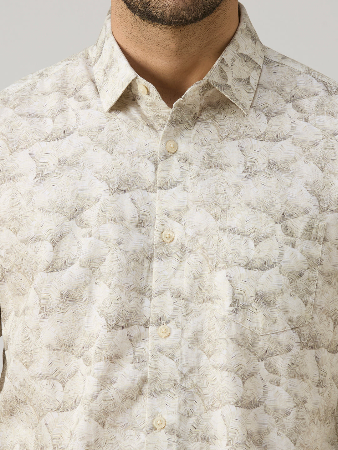 Men's Olive Printed Slim Fit Shirts