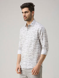 Men's Grey Printed Slim Fit Shirts