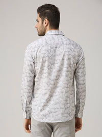 Men's Grey Printed Slim Fit Shirts