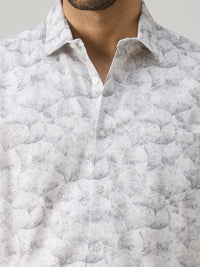 Men's Grey Printed Slim Fit Shirts