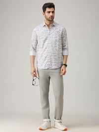 Men's Grey Printed Slim Fit Shirts