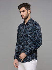 Men's Black Printed Slim Fit Shirts