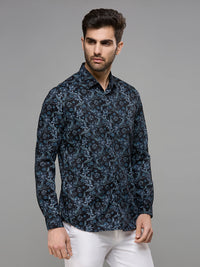 Men's Black Printed Slim Fit Shirts