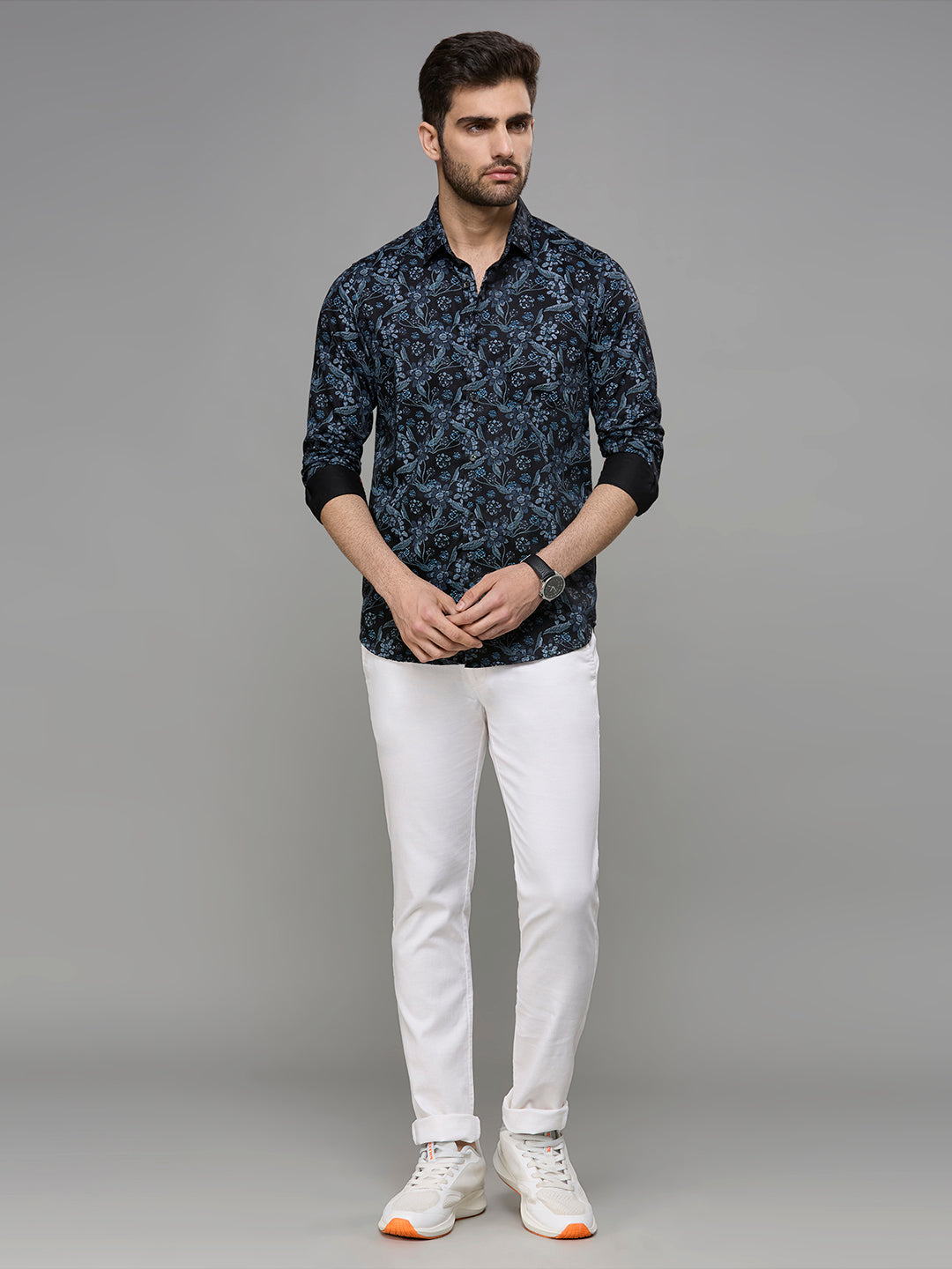 Men's Black Printed Slim Fit Shirts