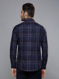 Men's Navy Blue Checks Slim Fit Shirts