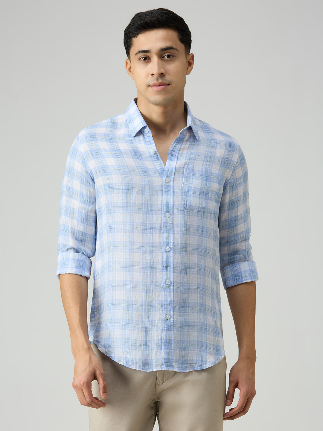 Men's Blue Checks Slim Fit Shirts
