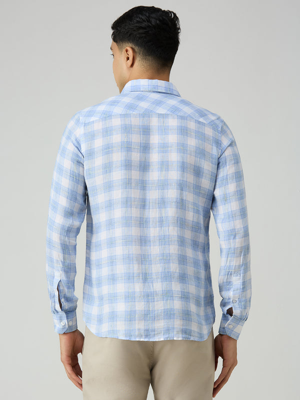 Men's Blue Checks Slim Fit Shirts