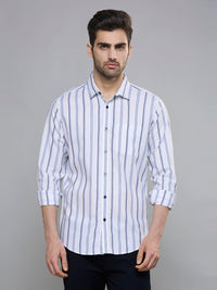 Men's Blue Stripe Slim Fit Shirts