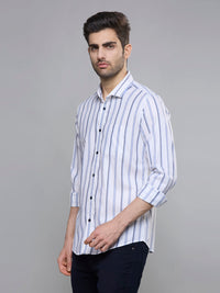 Men's Blue Stripe Slim Fit Shirts