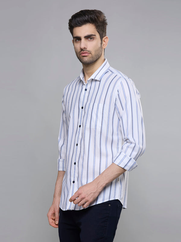 Men's Blue Stripe Slim Fit Shirts