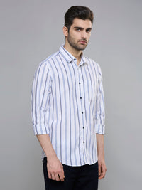 Men's Blue Stripe Slim Fit Shirts
