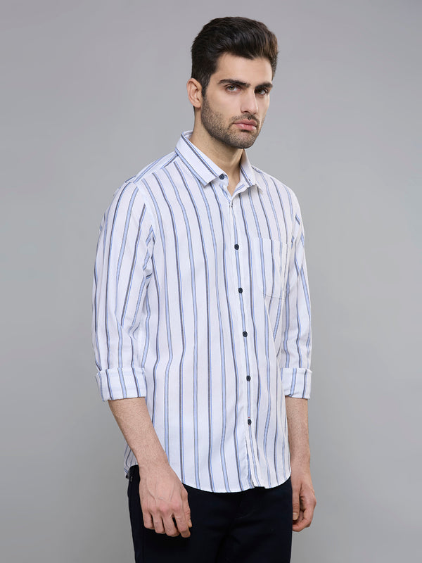 Men's Blue Stripe Slim Fit Shirts